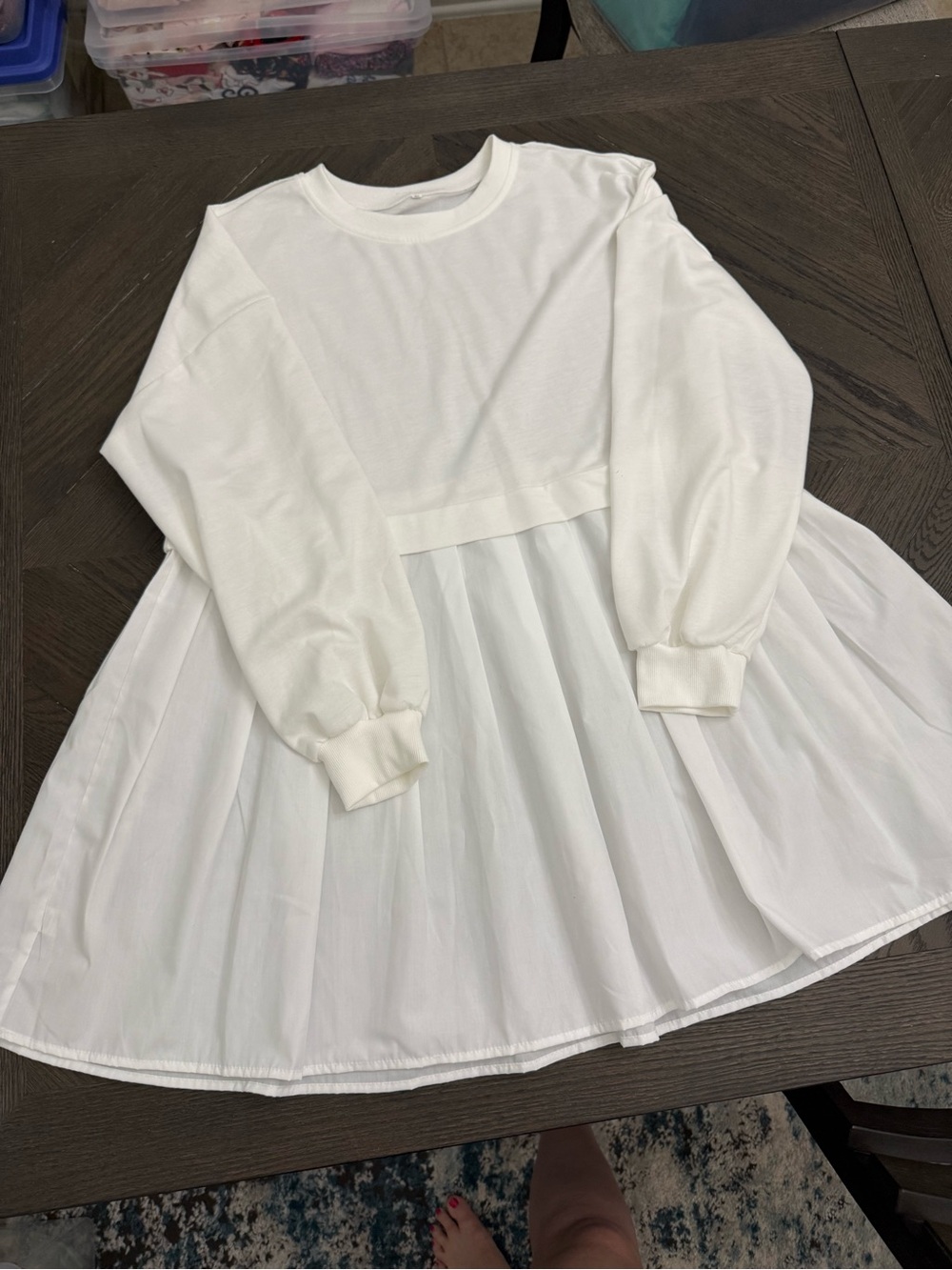 Amazon White Long-Sleeve Layered Dress for Girls